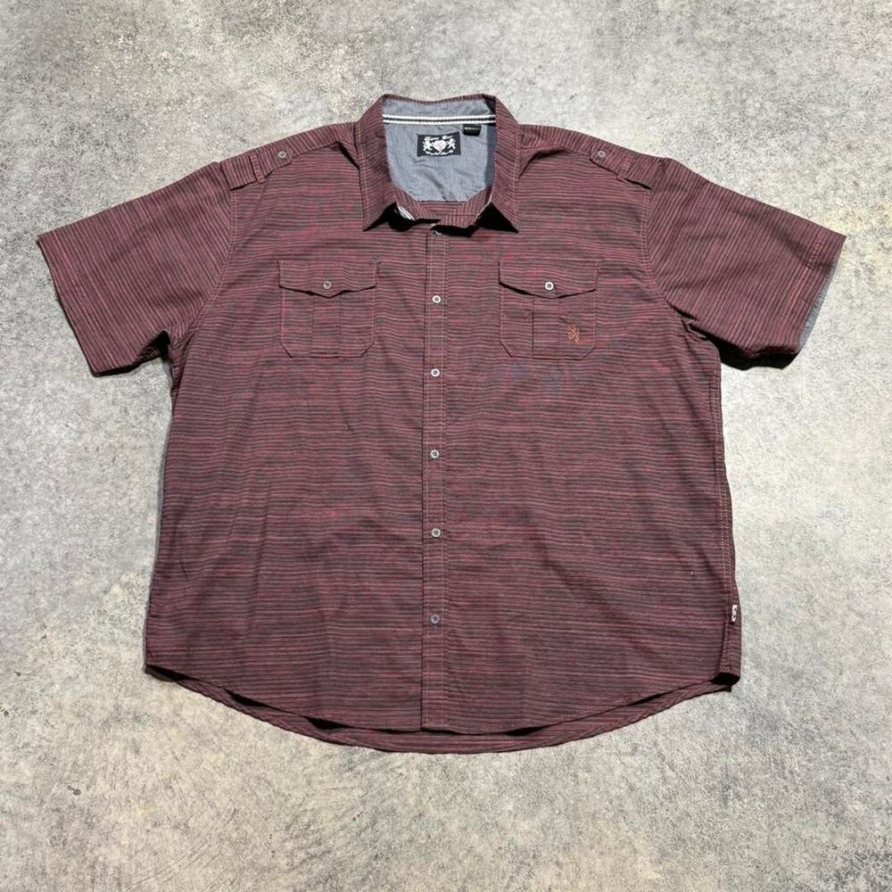 English-laundry Men's Red and Burgundy Shirt‎
